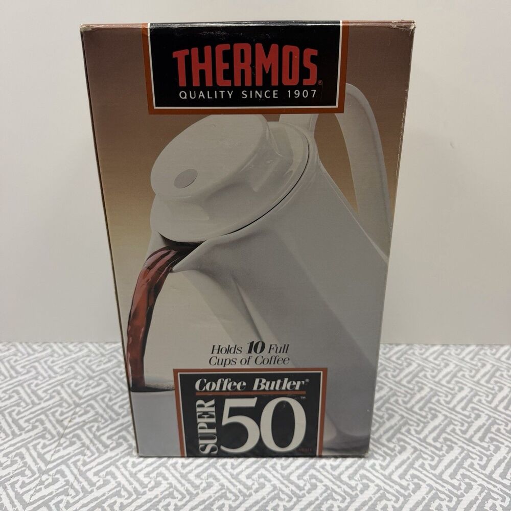 Vintage Thermos Coffee Butler Model 5000 Insulated Carafe 10 Cup White EUC